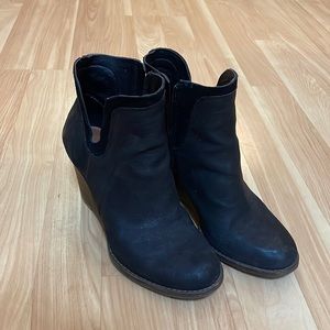 Lucky Brand black wedge ankle booties